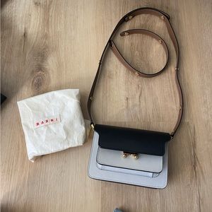 Marni Black White Tan Mini Trunk Bag
